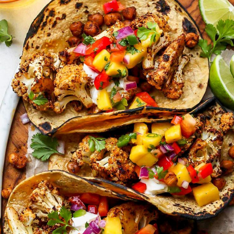 Kung Pao Cauliflower Tacos