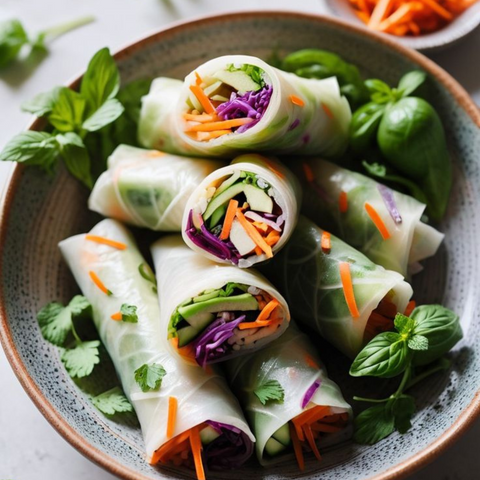 Thai Basil Tofu Rice Paper Rolls